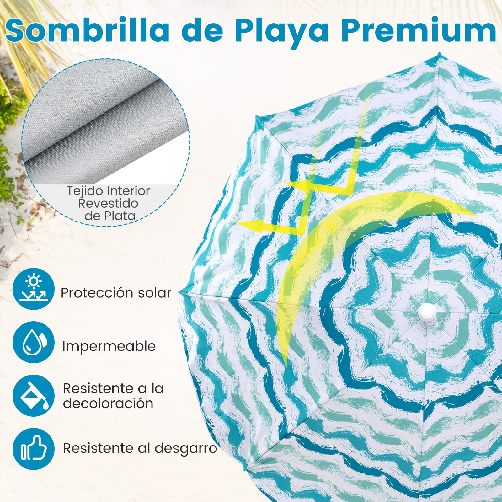 GOPLUS Conjunto de Playa de 4 Piezas, φ 190 Sombrilla con Inclinación Ajustable, 2 Sillas Plegable con Bolsa de Almacenamiento y 1 Manta, Bolsa de Transporte, Juego para Picnic, Camping (Azul)
