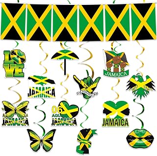 Jamaican Party Supplies Decorations Jamaica Independence Day Hanging Swirls Decorations for Jamaican Festival Decor Jamaican Flag Banner Party Supplies