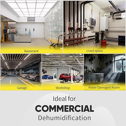 Miniatura 8 de 190PPD - Deshumidificador comercial con bomba para sótano de 6000 pies cuadrados, deshumidificador de espacio grande para restauración eficiente de