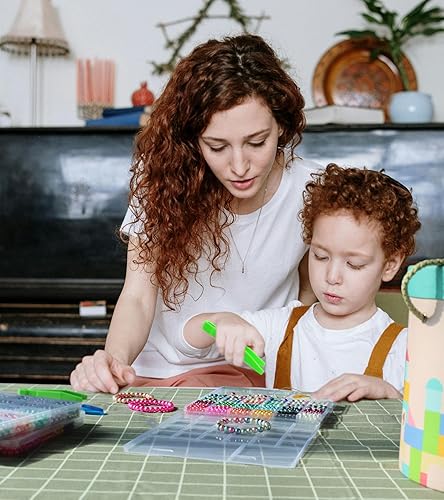 Miniatura 6 de HINSOCHA Kit de cuentas para hacer pulseras, 1020 cuentas de perlas coloridas para hacer joyas, kit de cuentas redondas, manualidades, regalos para