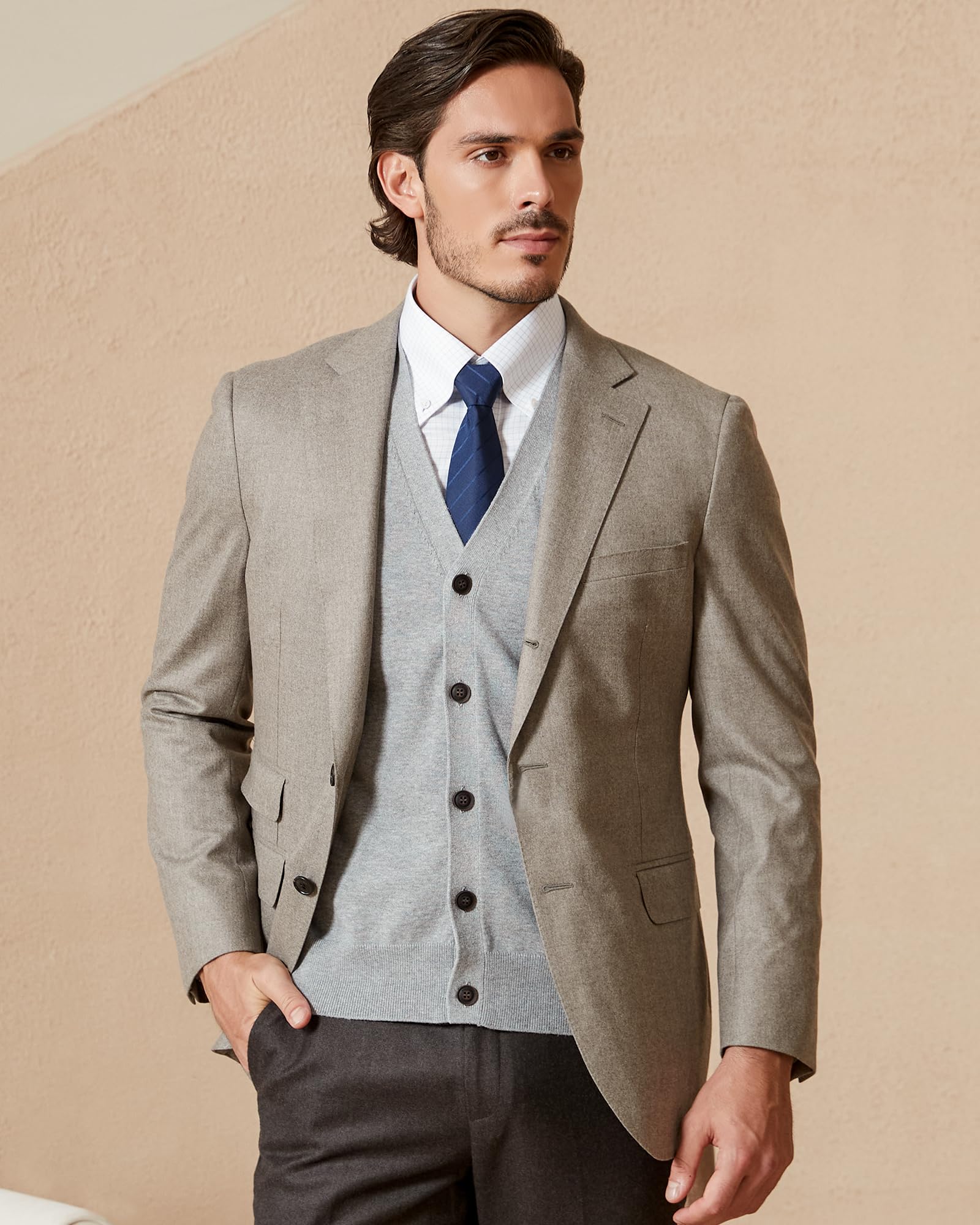 Kallspin Pullover para hombres de puro algodón tejido a punto cuello en V unicolor de ajuste regular sin mangas y con dobladillo acanalado