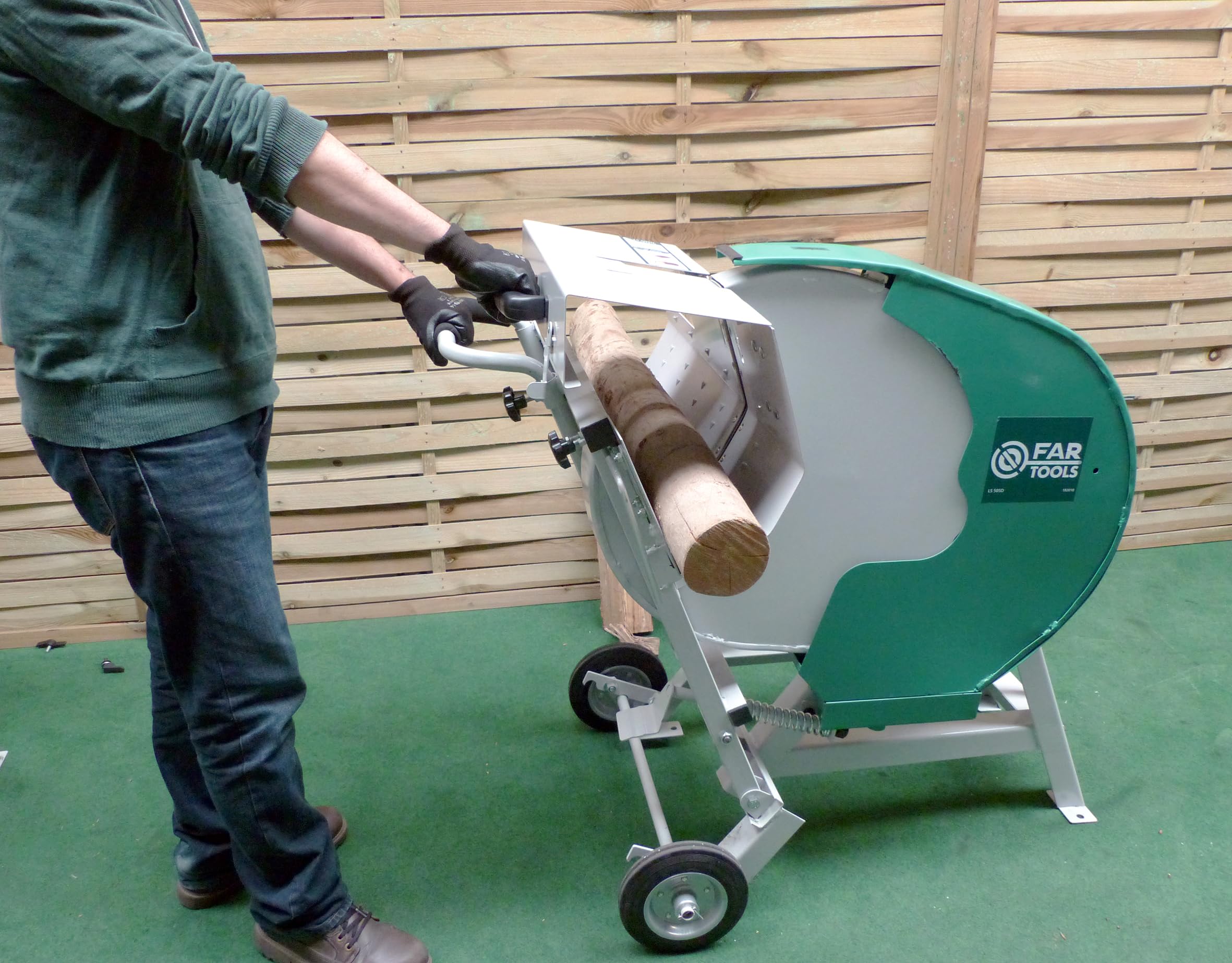Fartools Scie à bûches 2600W Ø=505mm (40 dents), alésage 30mm, monophasée 230V, vitesse 2800tr/min, capacité de coupe de buche Ø=190m maxi