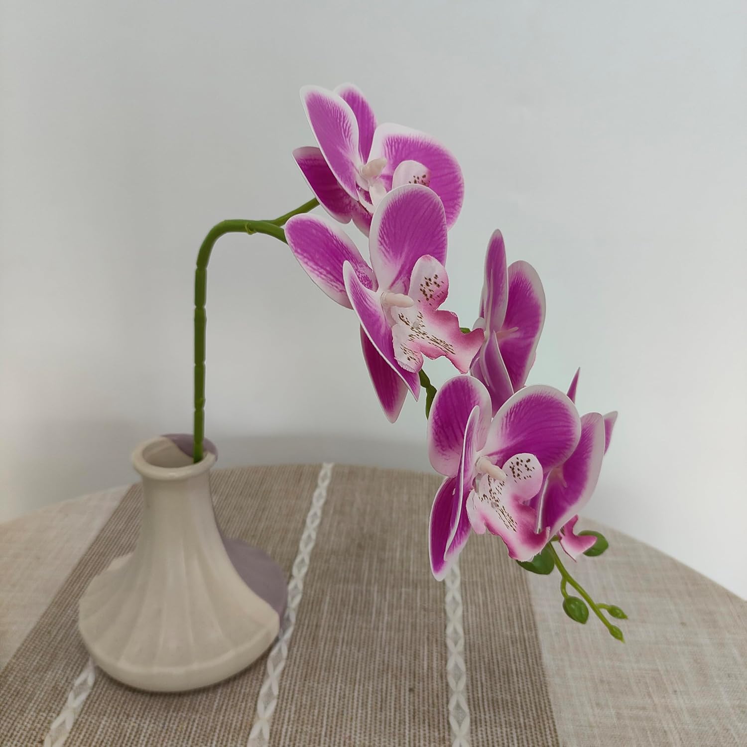 Fake Orchids Artificial Flowers Heads, 3.5''Fake Orchid Heads for Wedding Floral Bouquet Decor DIY Craft Making Bridal Shower Photography Props (80, Rose red with White Edge)