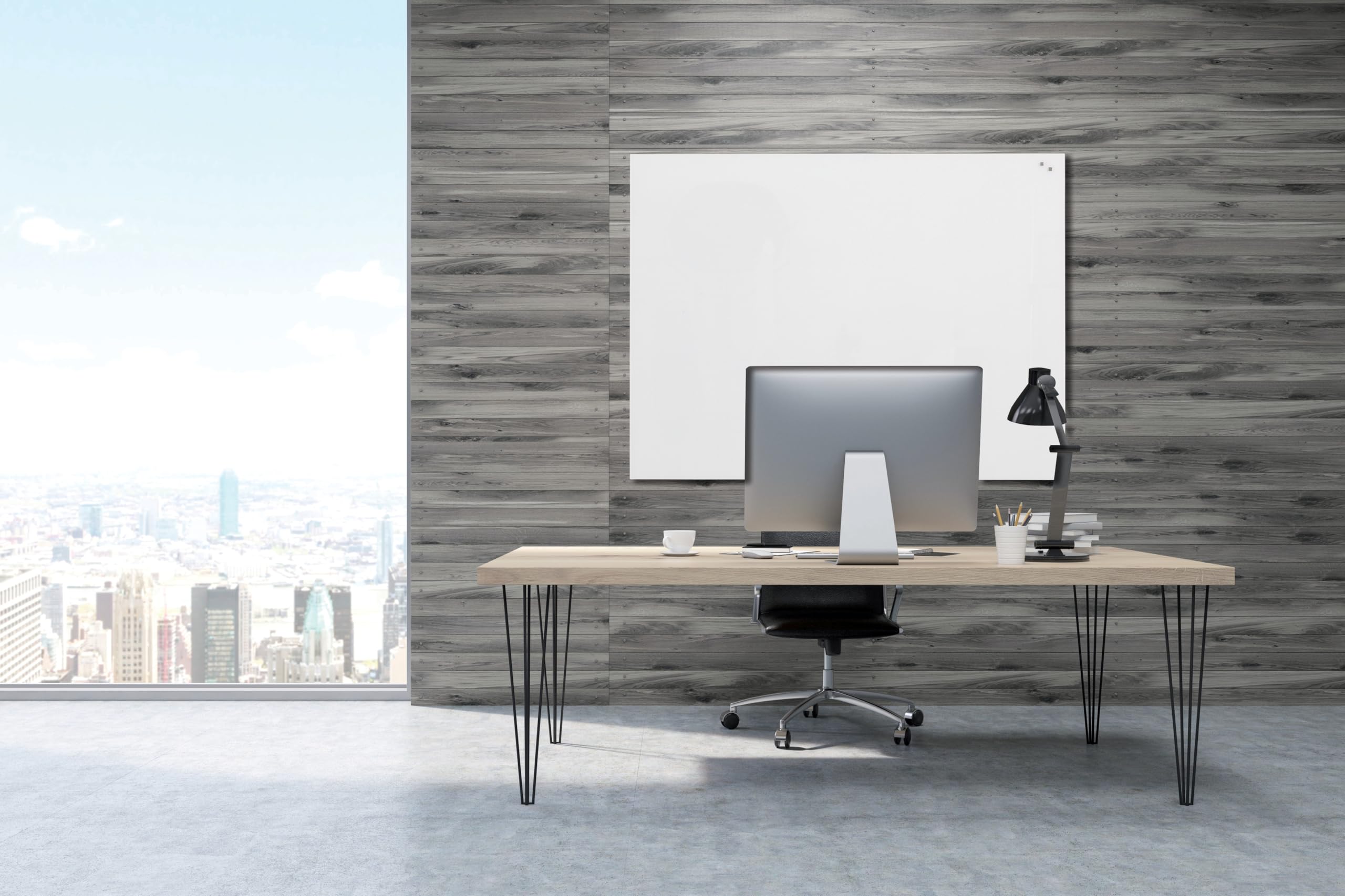 FRANKEN Whiteboard aus Glas, magnetisch und beschreibbar, Design-Schreibtafel ohne Rahmen, Magnettafel zur Wandmontage, inkl. Magnete, Weiß, 120 x 90 cm, GTL9012009