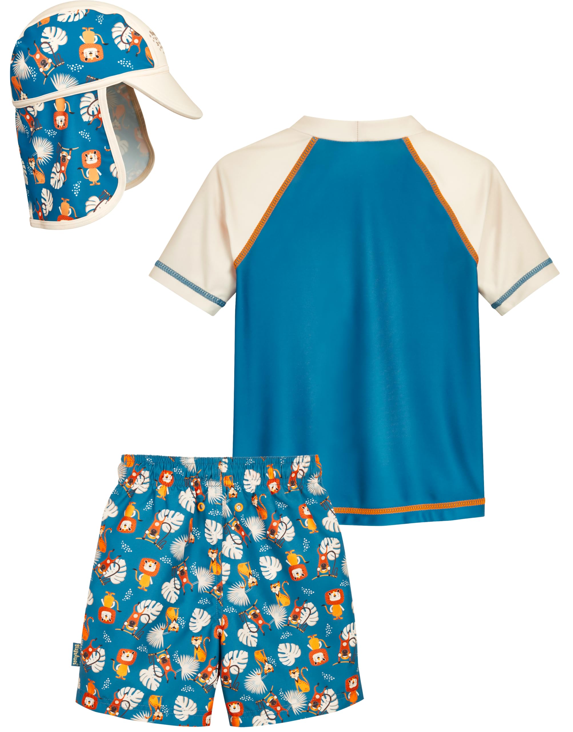 Playshoes Unisex Kinder Schwimmshirt Badehose + Mütze Rash-Guard-Set