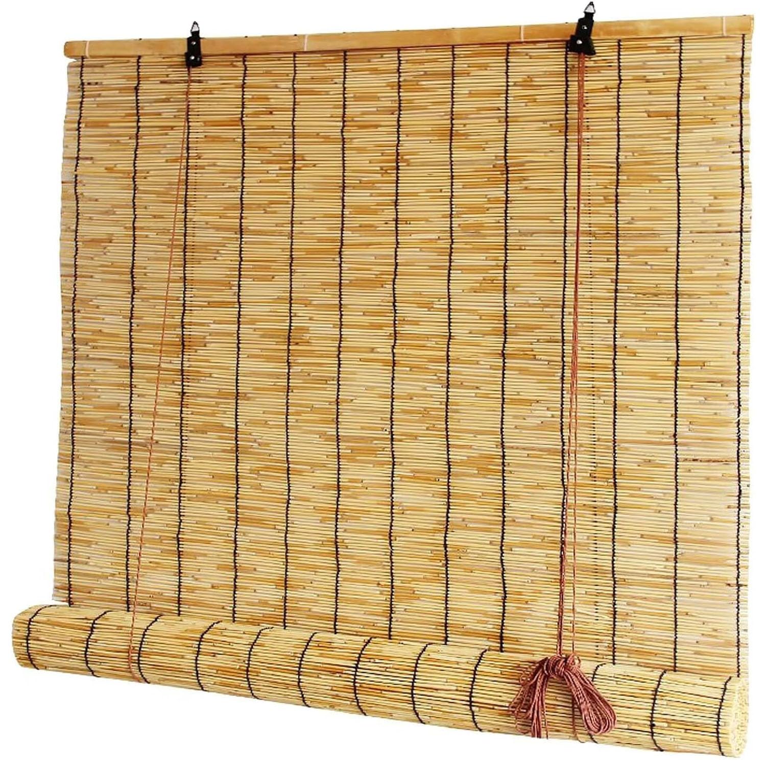Outdoor Reed Roller Blinds, Bamboo Blinds Outdoor, Retro Bamboo Shades, Anti-UV and Waterproof, Privacy Protection, Lifting, Sun Protection,Easy