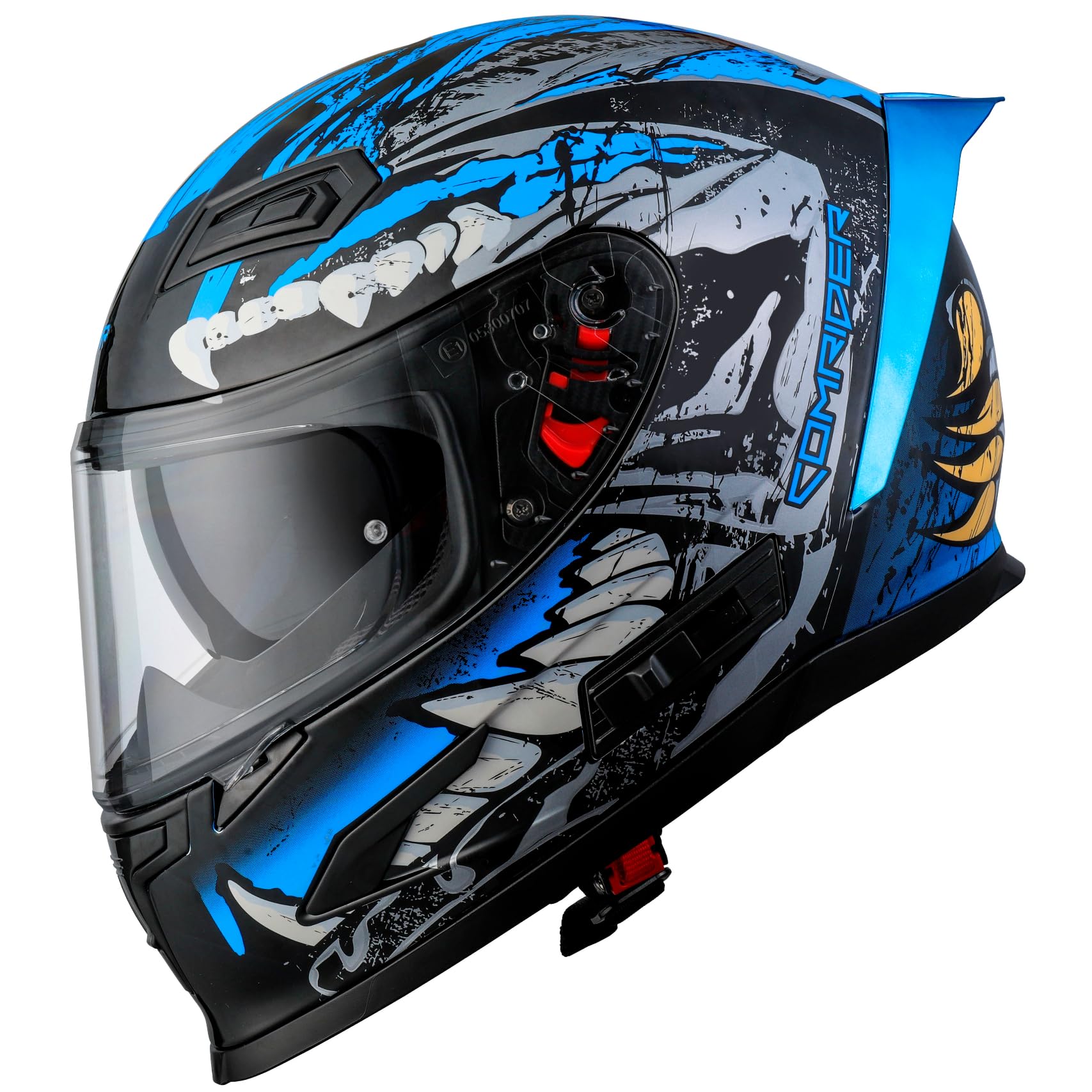 Full Face Dual Visor Adult Motorcycle Helmet for Motorbike Street Bike with Push-in Buckle Ready DOT Approved