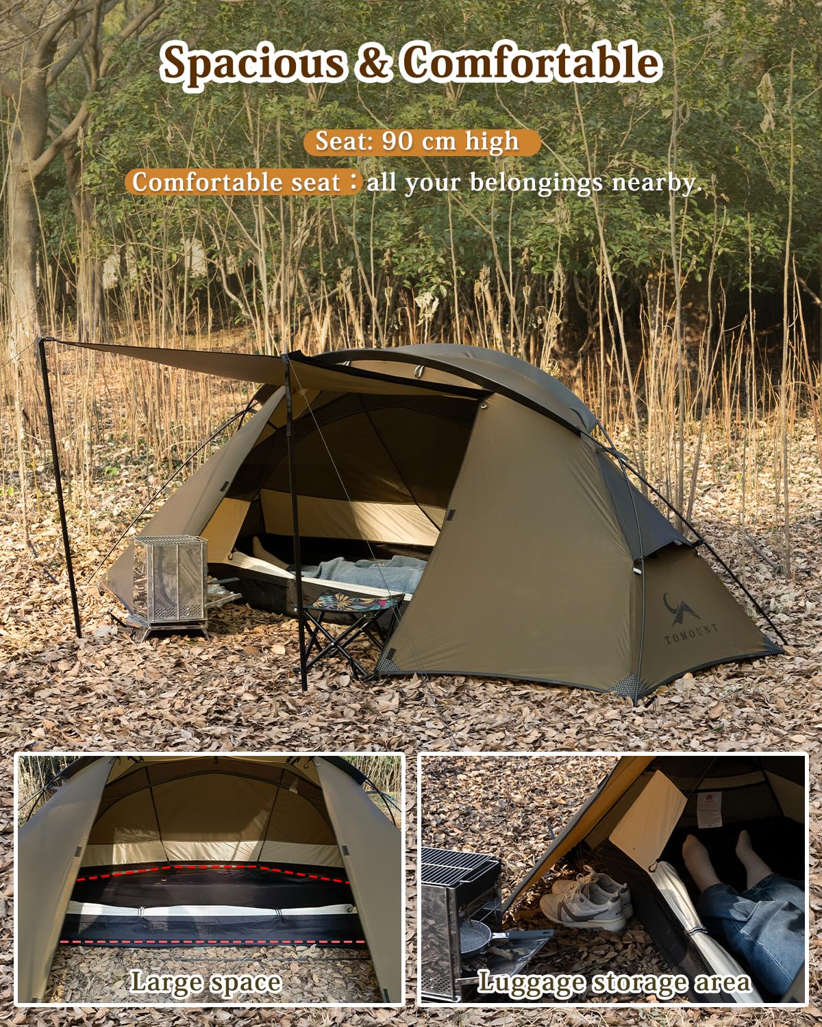 TOMOUNT Zelt Rucksackzelt 1-2 Mann Zelt Wasserdicht Ultraleicht Nylon 1,5kg-2kg für Wandern Camping Outdoor