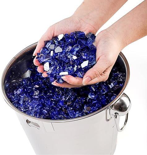 Miniatura 4 de Vidrio para hoguera de 12 libras, vidrio reflectante de 12 pulgada, rocas decorativas de vidrio templado para hogueras, mesa de fuego, chimenea de