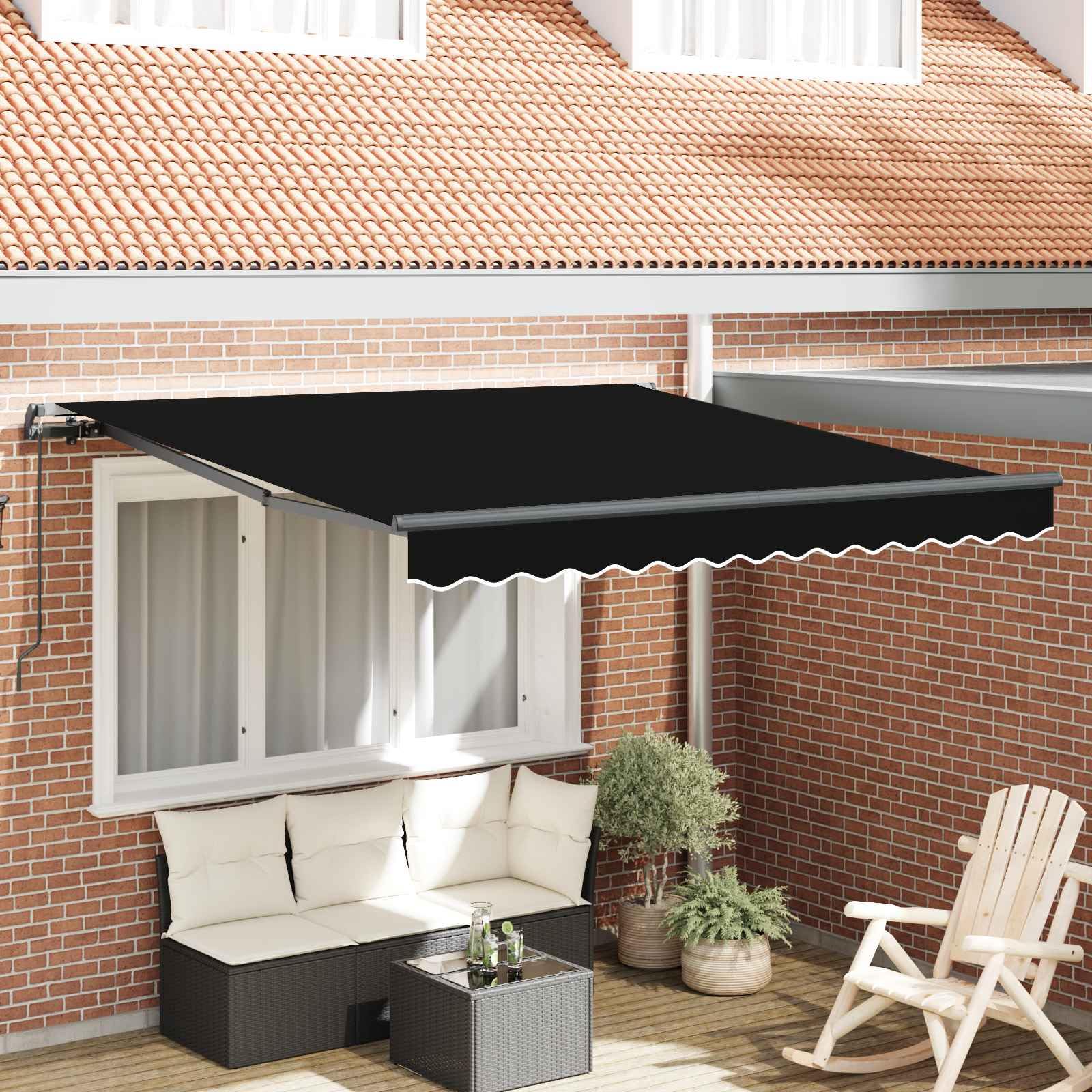 Store rétractable noir pour terrasse auvent manuel contre la chaleur