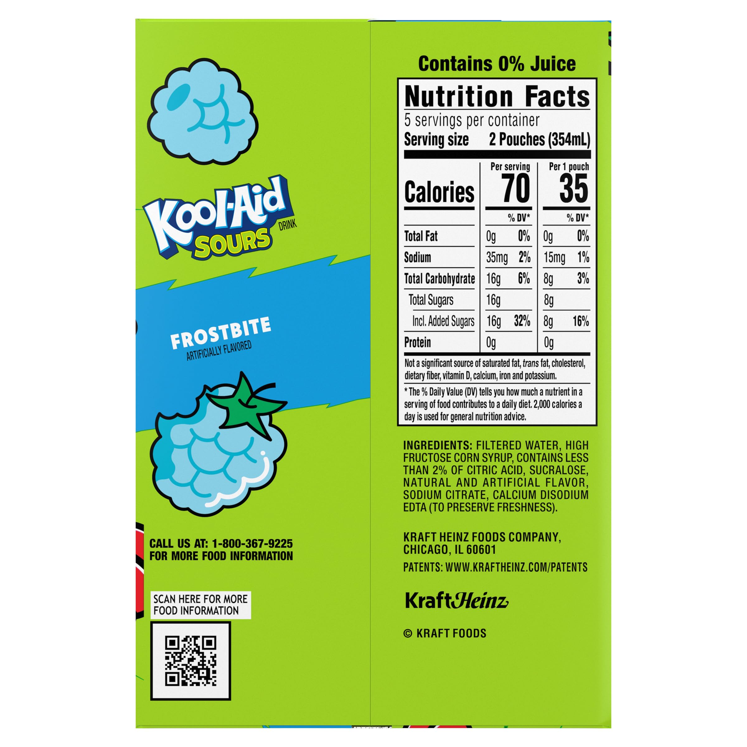 Kool-Aid Sours Frostbite Artificially Flavored Drink, 10 ct Box, 6 oz Pouches