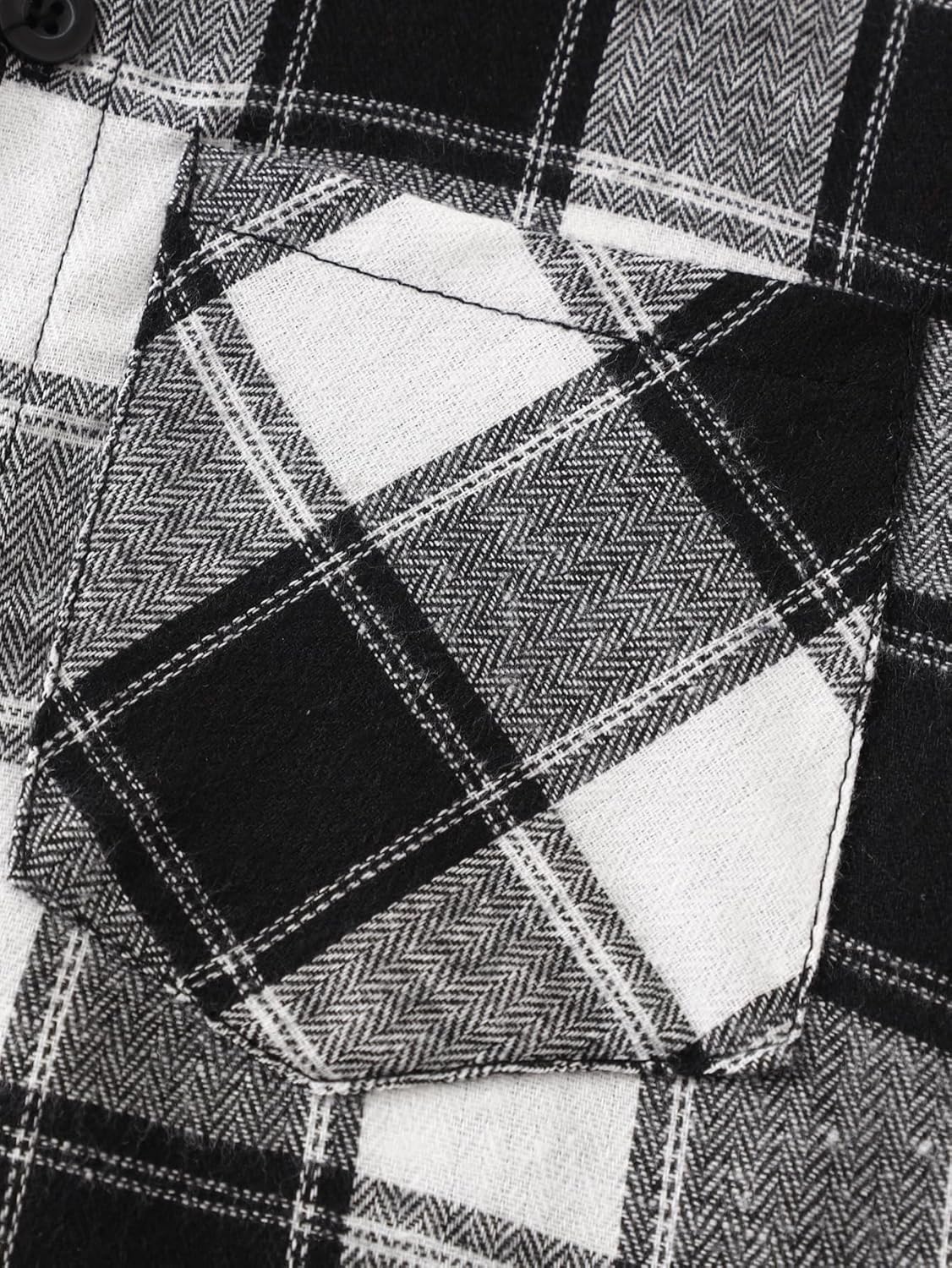 Boys Plaid Flannel Shirt 2 Piece Long Sleeve Tops Kids Button Down Shirts Fall Winter Outfits for 4-12 Years - Image 5