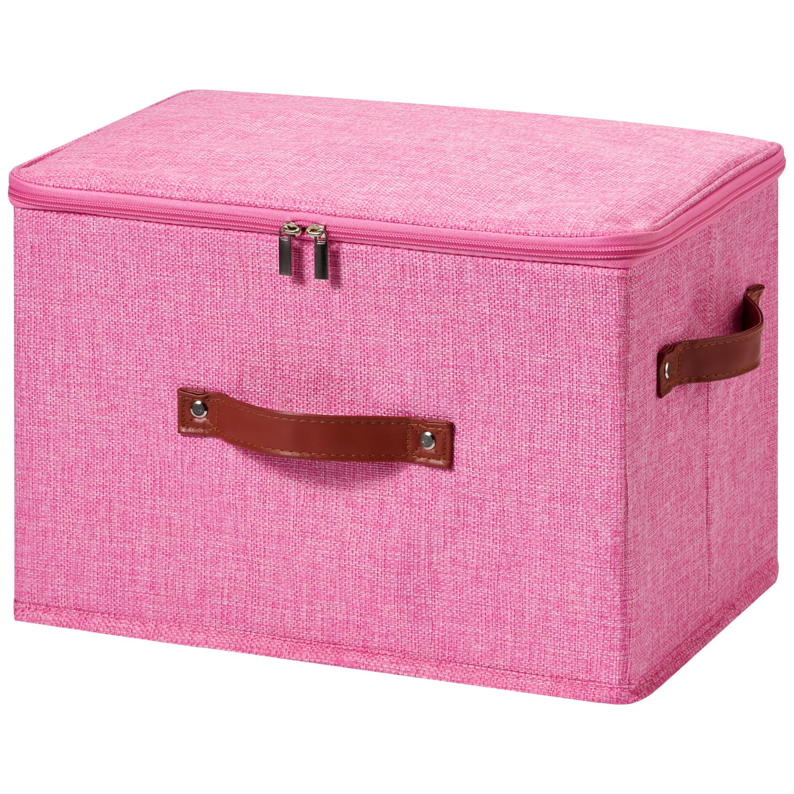 Storage Bin Box with Zippered Lid Decorative Collapsible Basket