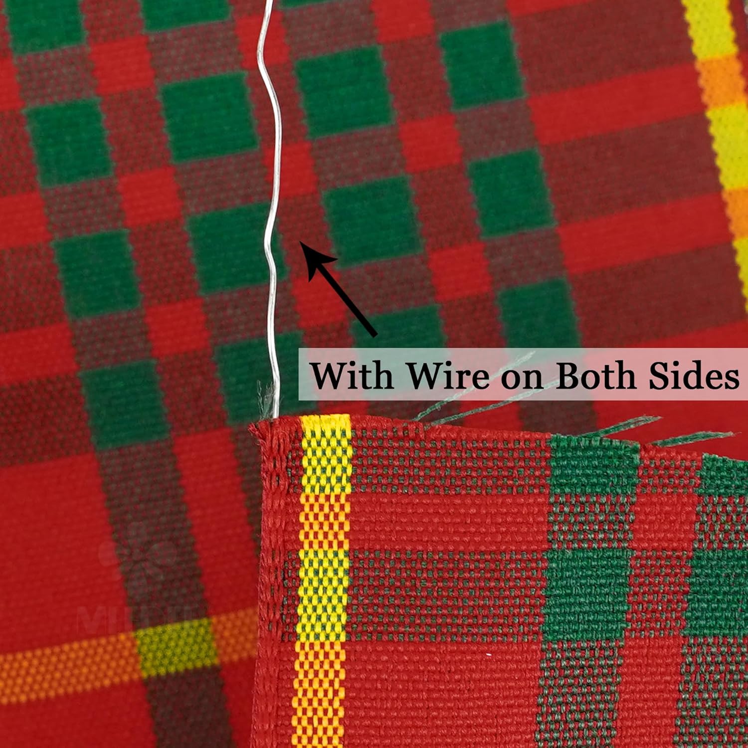 MEEDEE Cameron Tartan Wired Ribbon 2.5 inch with 25 Yards Gingham Check in Red, Green and Yellow Scottish Plaid Polyester Ribbon for Christmas Tree, Wreaths, Bows, Gift Wrap, Weddings, Holiday Crafts