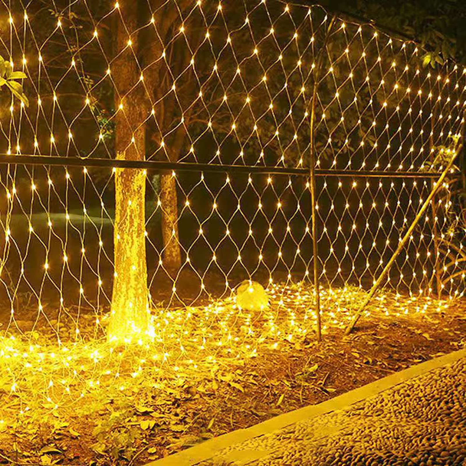 Yizc Noël Lumières Nettes,Intérieur Exterieur Decoration Lumieres en Filet Raccordable Fairy Lights avec 8 Modes,Suspendu Clignotement Guirlande Lumineuse pour Buissons Jardins Fete -Blanc chaud 6x4m