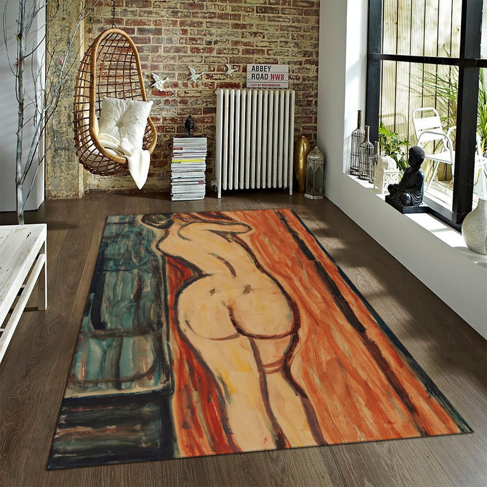 Tapis imprimé jaune 90x120cm Christian Rohlfs pour porte et salon