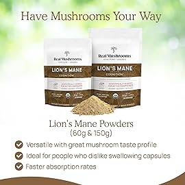 Real Mushrooms Lions Mane Supplement Powder - Organic Lions Mane Extract - Functional Mushrooms with Verified Beta Glucans - Functional Blend - Non-GMO, Vegan with 150 Servings