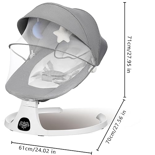 Miniatura 2 de Columpios eléctricos para bebés y niños pequeños con 5 velocidades y 3 posiciones de asiento, mosquetón de 5 puntos, con música Bluetooth, 10