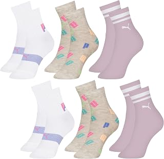 Kit 06 Pares Meia Puma Infantil Cano Médio Algodão Criança Meninas