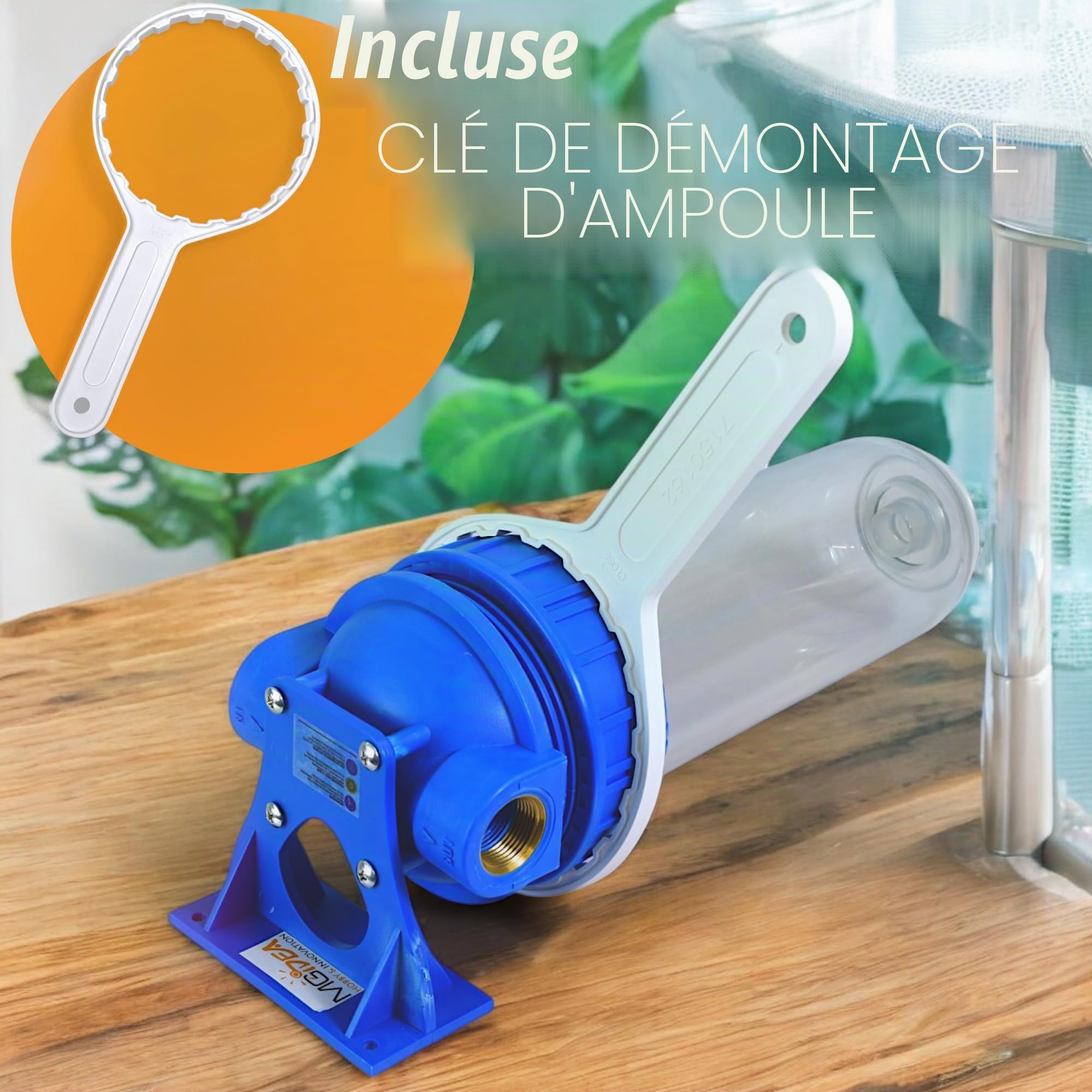 Filtre anti-calcaire, système de filtration sous chaudière installation d'eau siliphos sel polyphosphates (3/4" - trois quarts pouce)