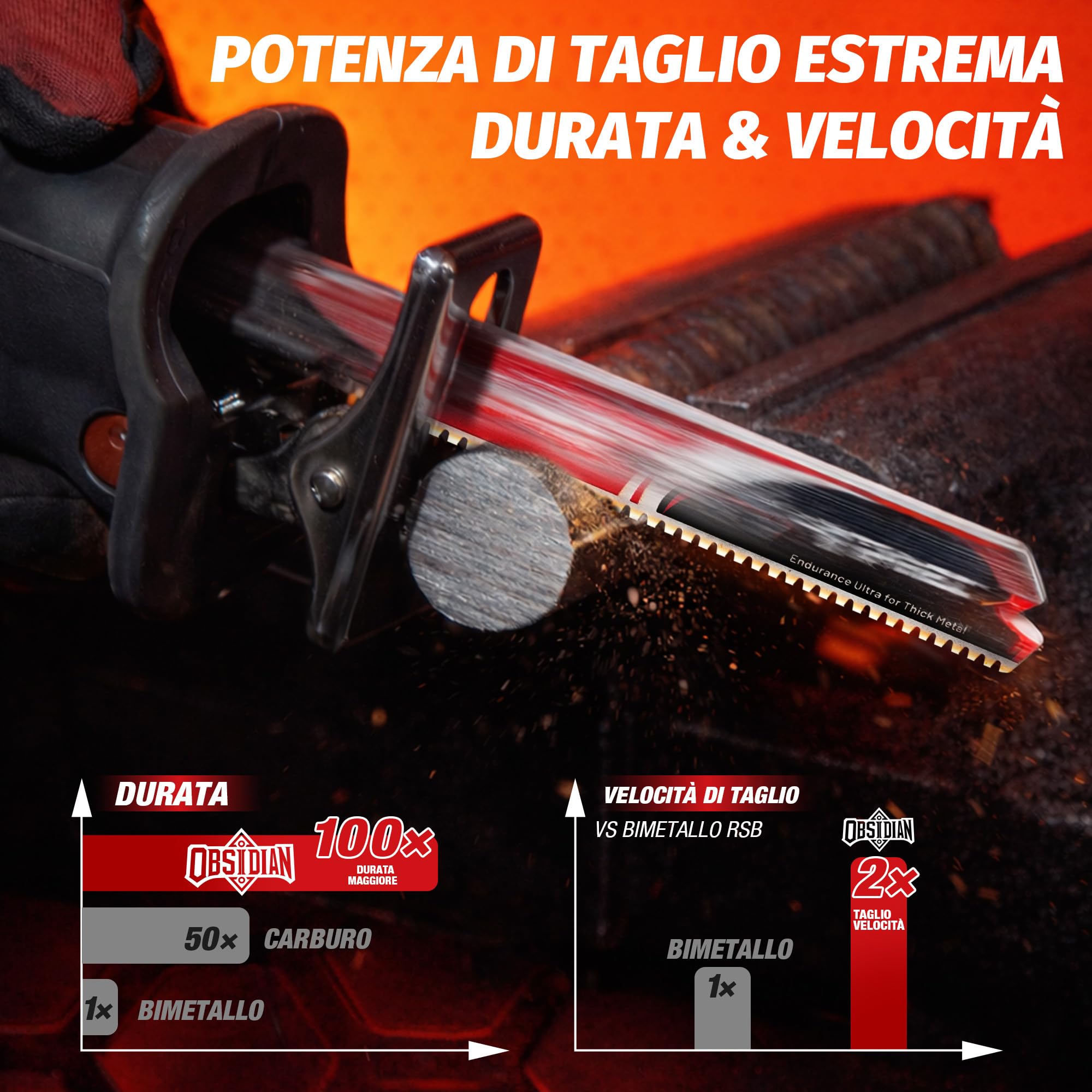 EZARC Lama per sega alternativa in carburo di ossidiana (Pro) R678HMK 8TPI Endurance Ultra per metalli spessi, ghisa, acciaio legato, 225mm, confezione da 3