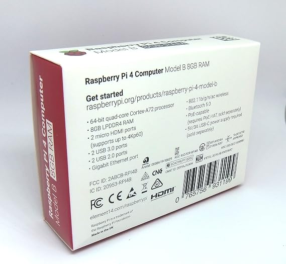 Raspberrypi Raspberry Pi 4 Model B 8GB Made in UK Element14, Certified Technical Standards