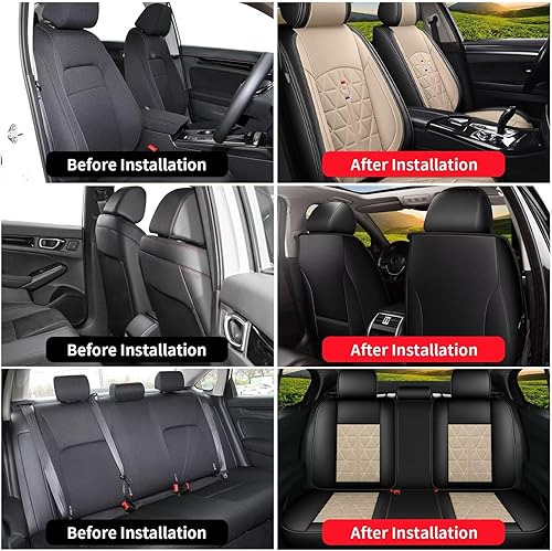 Vista 44 de Juego completo de fundas de asiento de automóvil para Volvo XC40 2019-2023 2024, fundas de asiento de cuero impermeables con compatible con bolsa