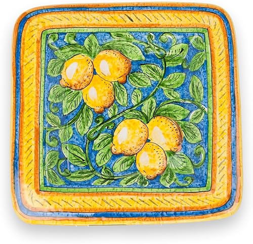 Plato cuadrado de Limone pintado a mano