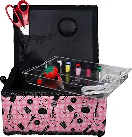 Caixa de costura Singer 07276, rosa/preto
