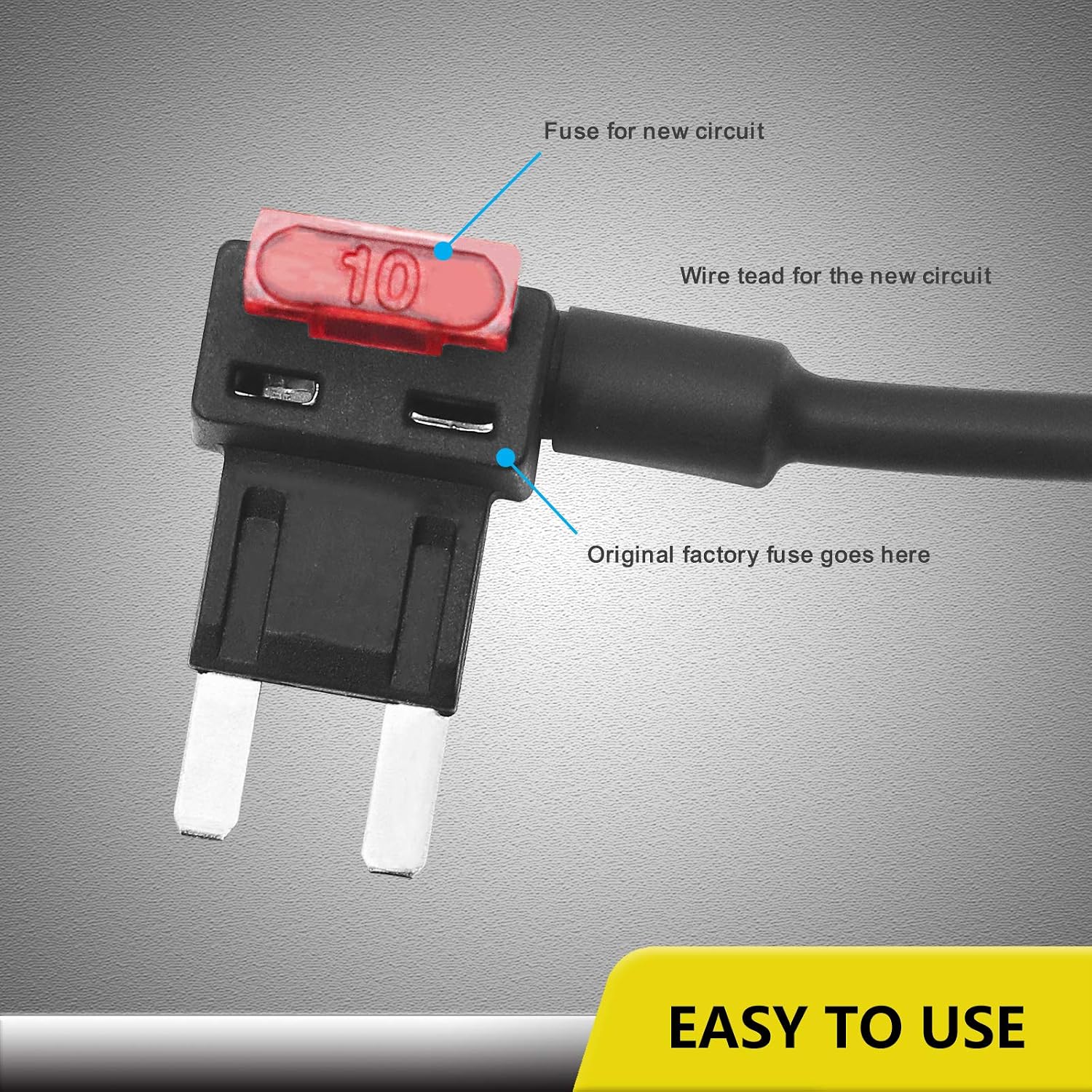 Recoil FT2-10 10 Pack 12V Car Add-a-Circuit Fuse Tap Adapter Mini ATS Blade Fuse Holder with 10pcs 10A, 20A Fuses
