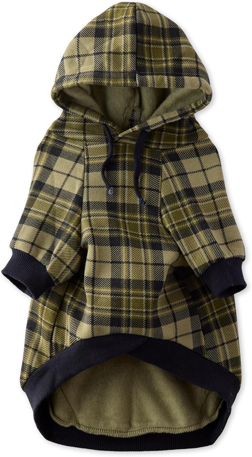Rocky II - The Extra Comfy Hoodie, Organic Cotton and Recycled Poly Dog Hoodie Pet Coat Sweater for Small, Medium, Large Dogs​​, Olive Chesterfield Plaid, XX-Large
