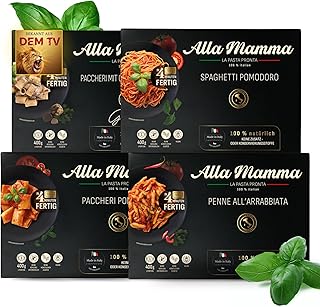 Alla Mamma Veggie Mix 8er-Box I Vegetarisches italienisches Fertiggericht I 100% natürliche & authentische Pasta I Schnell in der Mikrowelle zubereitet I Ungekühlt bis zu 12 Monate haltbar