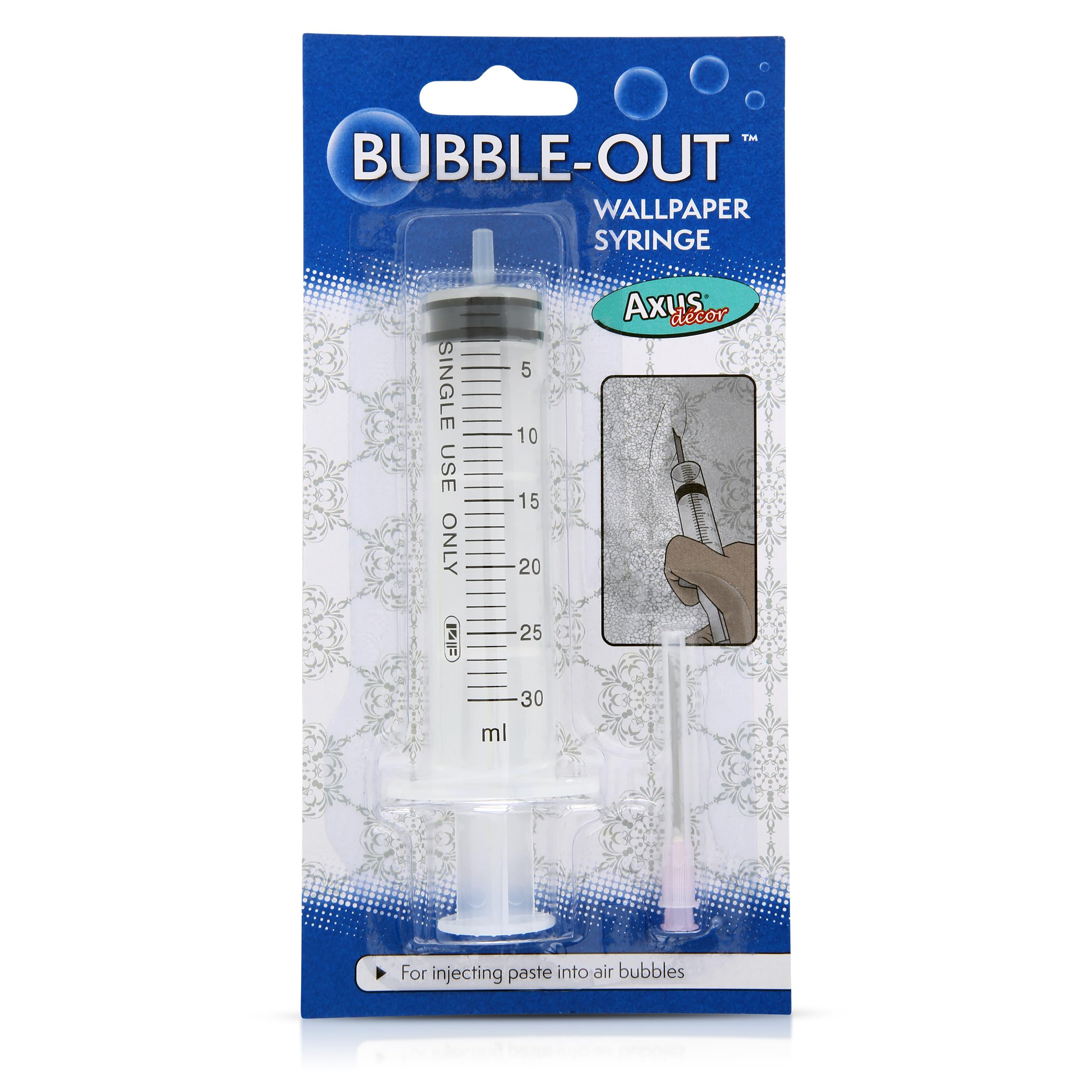 Axus Decor SY30 Bubble-Out Wallpaper Syringe for Injecting the Colour in the Bubble Wrap sheet with Colours Wallpaper Decoration - Ideal for your DIY Mixing Needs - Colourless (1-Piece)