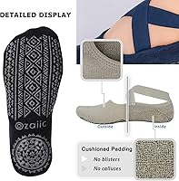 Vista 120 de Ozaiic - Calcetines de yoga para mujer con correas y agarres antideslizantes, ideales para pilates, Pure Barre, ballet, danza y entrenamiento