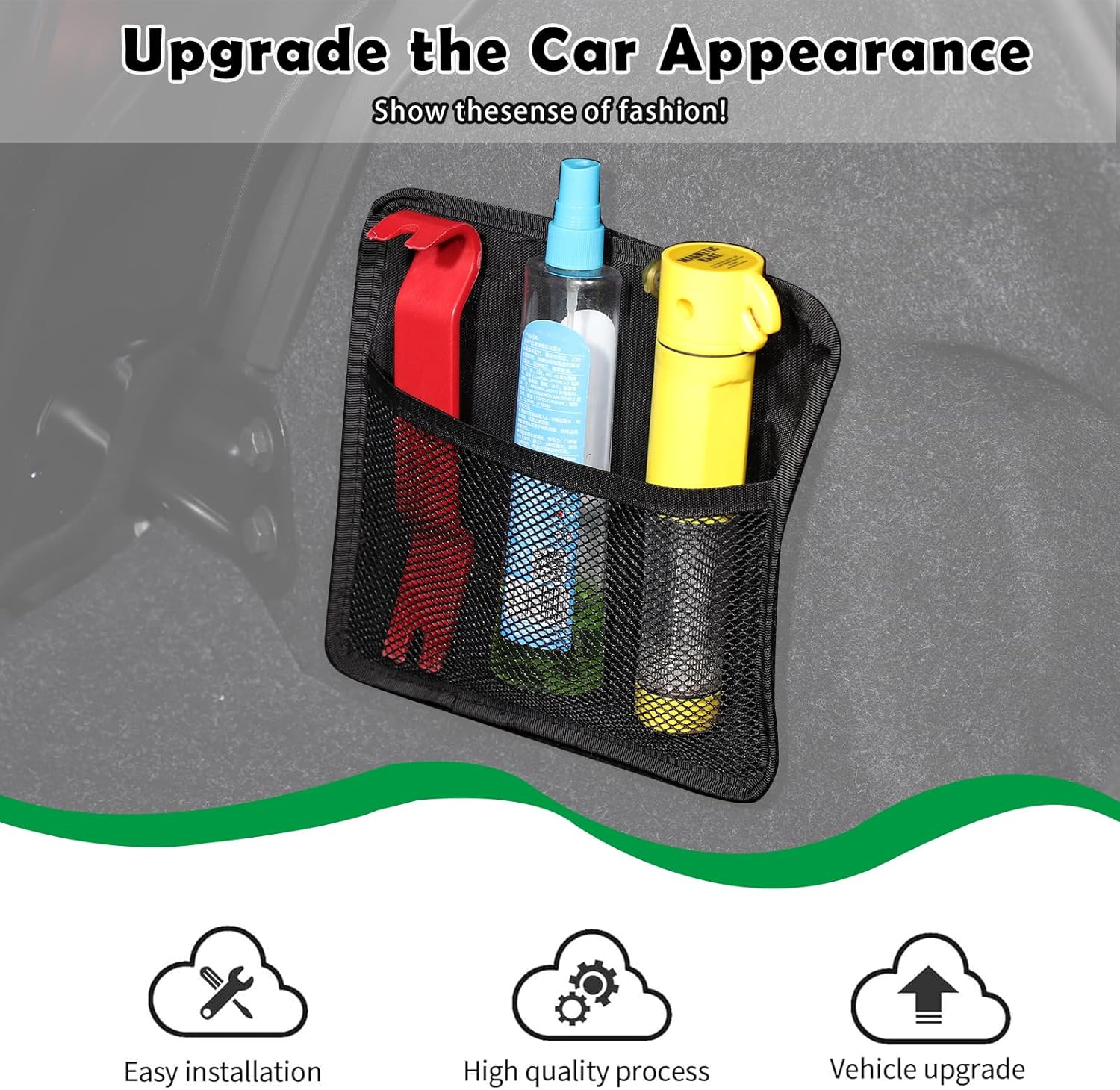 HAPPYHORSE Car Trunk Storage Bag Storage Pockets Compatible with Fiat 500/500 Abarth 2016-2024 Car Trunk Backseat Panel Hanging Organizer Oxford Cloth Storage Bag (Storage bags on both sides（16-24）)