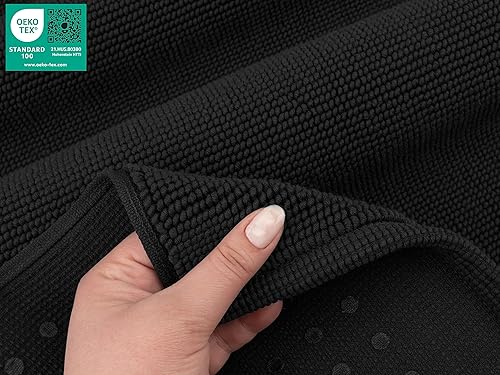 Miniatura 6 de American Soft Linen - Alfombra de baño antideslizante, 100% de algodón, 17 x 24pulgadas, alfombras de baño lavables, tapetes peludos, color negro