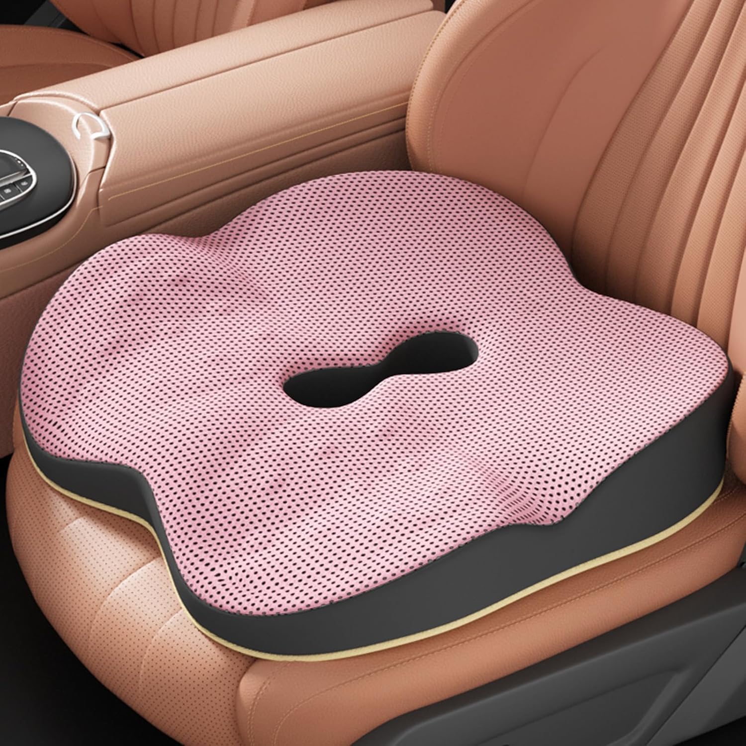 Car Seat Cushions for Short People Driving, Soft Dense Memory Foam Adult Booster Seat for Car, Truck, SUV, Effectively Increase Height by 2 Inches,Pink