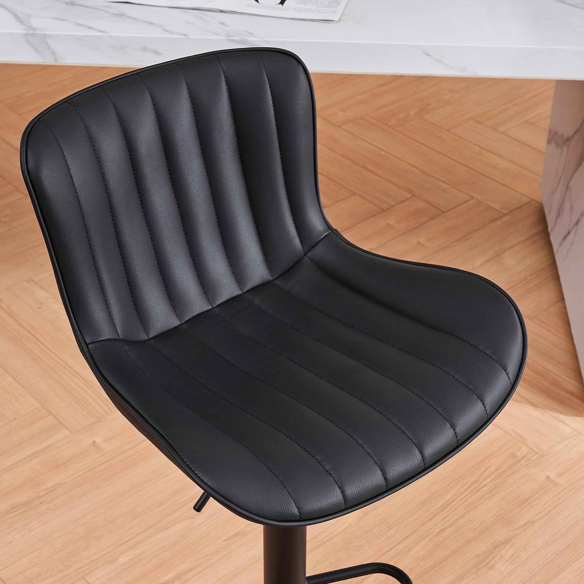 Kidol & Shellder Bar Stools Set of 2 Black High Back Barstools Counter