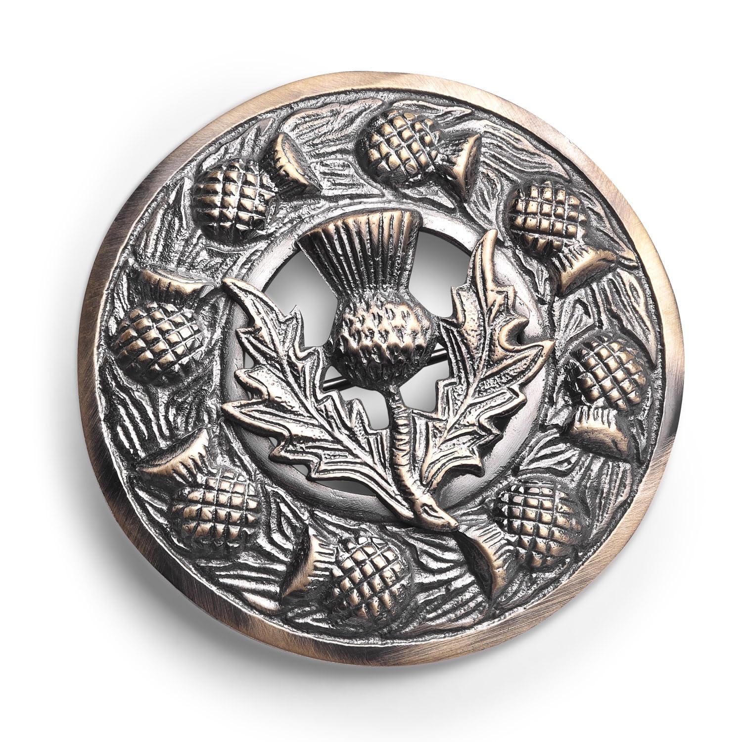 Kilt EmporiumScottish Thistle Kilt Brooch Pin - 3-Inch Rust-Free Brass