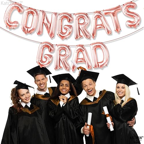 Vista 4 de KatchOn, Rose Gold Congrats Grad Balloons - 16 Inch With Rose Gold Graduation Decorations 2023 - Huge, Pack of 150 Graduation Balloon Arch Kit