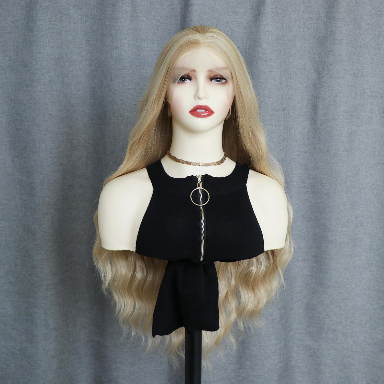 Blonde Long Wavy Synthetic Lace Front Wig Middle Part Lace Wigs Synthetic Hair Wig for Women Daily Party Wig