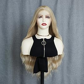 WXHWCX Blonde Long Wavy Synthetic Lace Front Wig Middle Part Lace Wigs Synthetic Hair Wig for Women Daily Party Wig