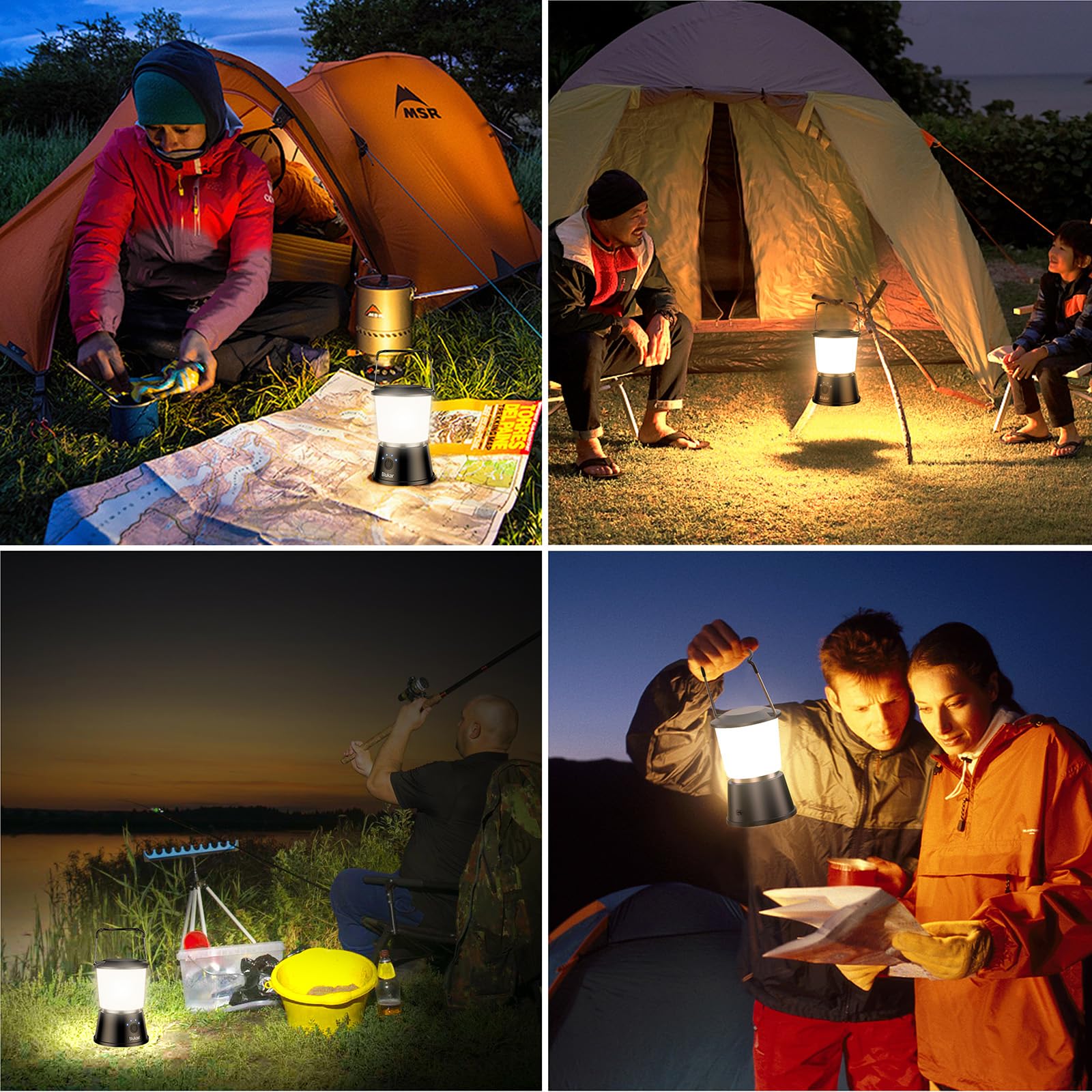 Blukar Lampada Campeggio Ricaricabile, 360° Super Luminoso LED Luce Campeggio Portatile, 5 Modalità, Lunga Durata della Batteria, Lampada per Tende per All'aperto/Emergenza/Interruzione di Corrente