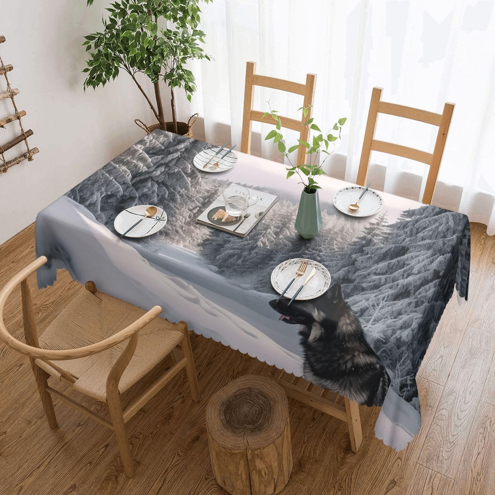 Nappe rectangulaire lavable en machine 137x183 imperméable pour cuisine et fête