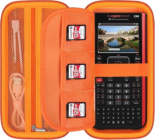 Vista 8 de Elonbo Funda de transporte para calculadora gráfica de color Texas Instruments TI-Nspire CX II CAS/CX II/CX/CX CAS, bolsillo con cremallera Negro