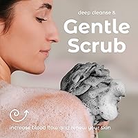 Vista 5 de MainBasics Esponja de esponja para baño y ducha, esponja para el cuerpo, exfoliante corporal (juego de 3, hielo negro)