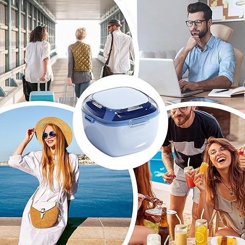 Miniatura 4 de Estuche de baño para dentaduras postizas  Contenedor de retención de doble capa para taza de limpieza de dentaduras  Estuche portátil para