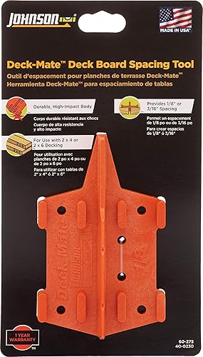 Miniatura 7 de Johnson Level & Tool 60-275 Deck Mate, herramienta de espaciado para tablas de cubierta, naranja, 1 nivel