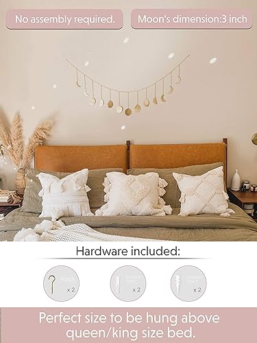 Miniatura 6 de dylan n duke Decoración de pared de fase lunar grande de 55 pulgadas, decoración de pared bohemia, decoración de luna, guirnalda de luna, decoración