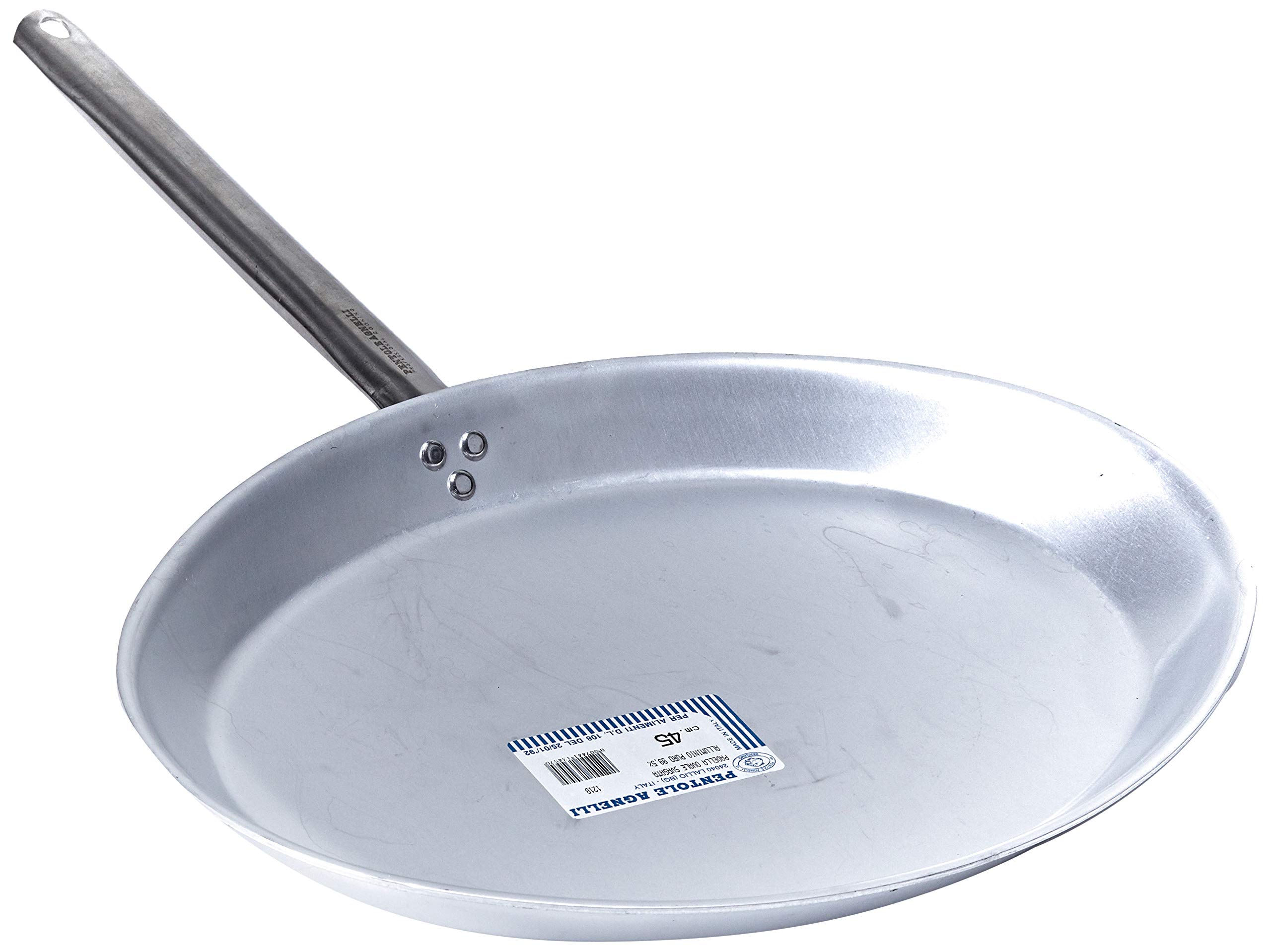 Agnelli ALMA121B45 Bandeja Ovalada avellanada para Pescado con Mango Tubular de Acero Inoxidable, Aluminio Profesional de 3 mm, 45 cm